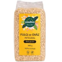 Fulgi de ovaz integrali, fara gluten, organic, 300g, youbio