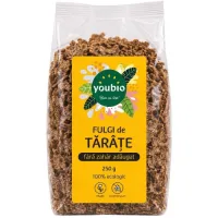 Fulgi de tarate din grau integral, fara zahar adaugat, organic, 250g, Youbio