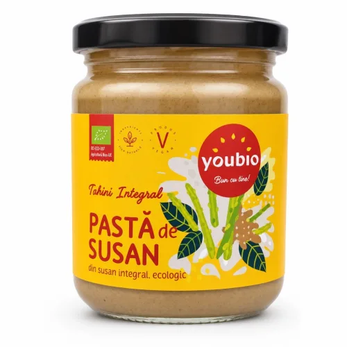Tahini integral din susan alb, ecologic, 250gr, Youbio