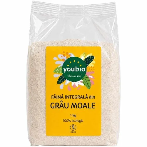 Faina din grau moale integral, organic, 1kg, Youbio